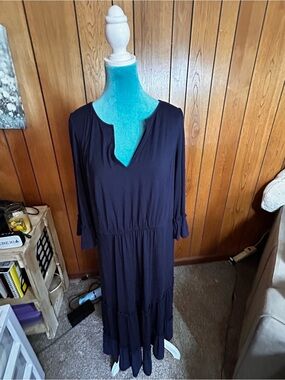 Boden Tiered Maxi Dress with Notch Neck